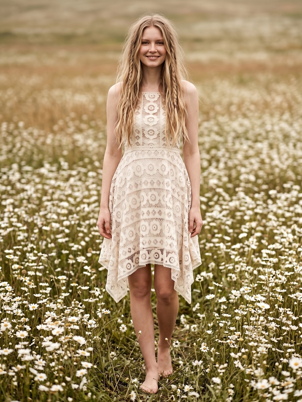 Free People Ethereal Fairy Lace Apron Handkerchief Dress Ivory Nude Bohemian 4 - Picture 17 of 17